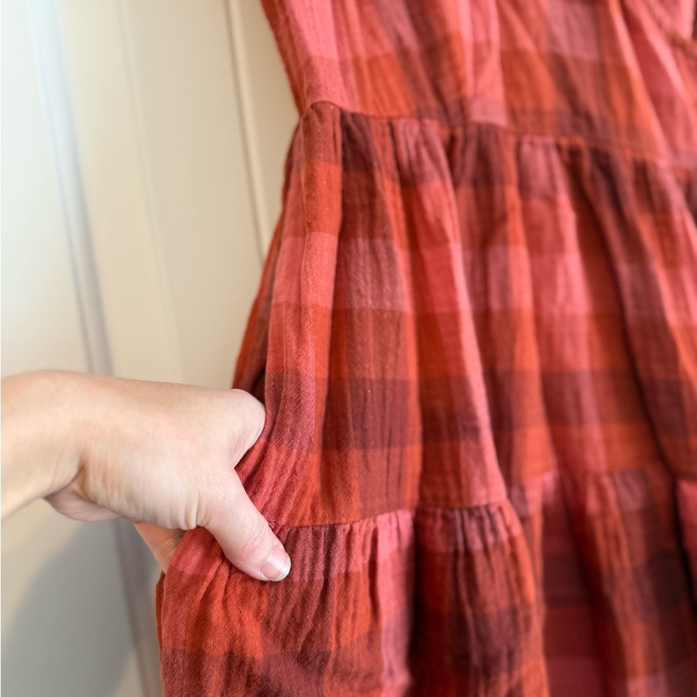 Universal Thread Red Plaid Midi Dress - Picture 3 of 9